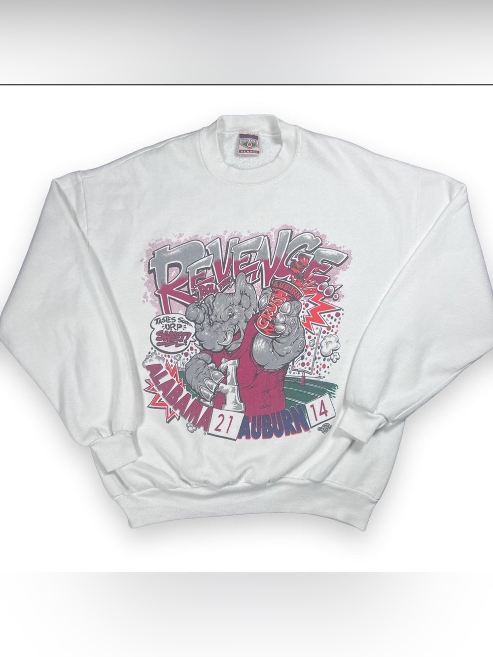 Vintage 90s Alabama Crimson Tide Iron Bowl Revenge Crewneck Sweatshirt Red Oak X